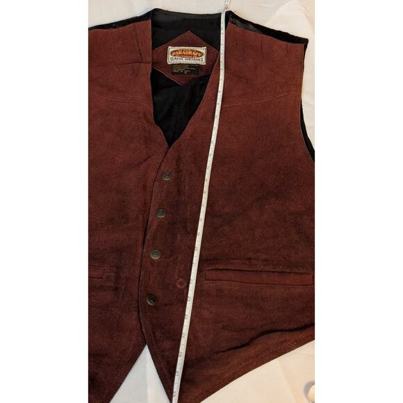Paragraff Clothing Co Burgundy Red Suede Leather Vest Size XL - Picture 6 of 6
